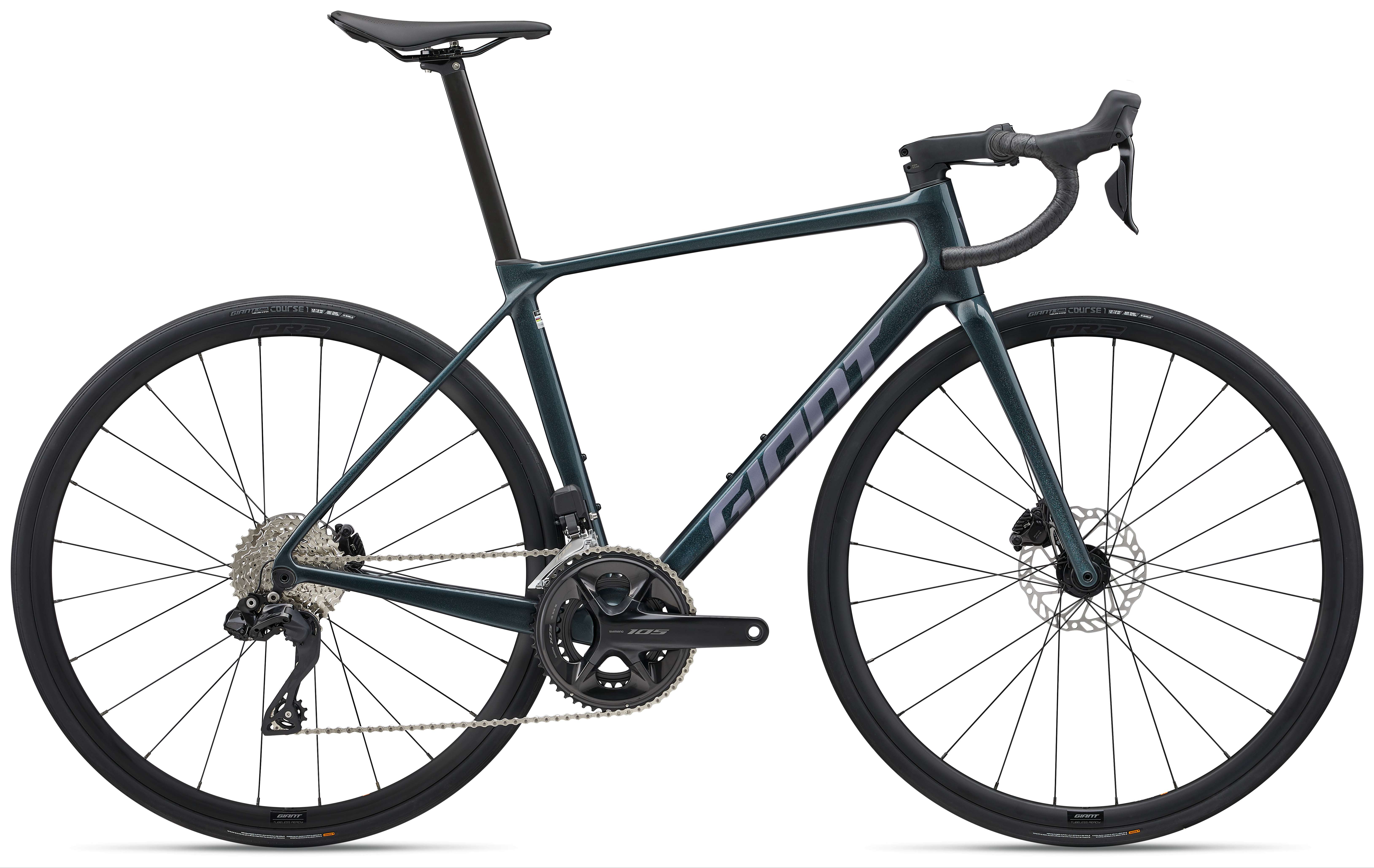 捷安特全新十代TCR ADV 1-KOM碳纤维24速油碟电变轻量竞技弯把公路车 沥青绿