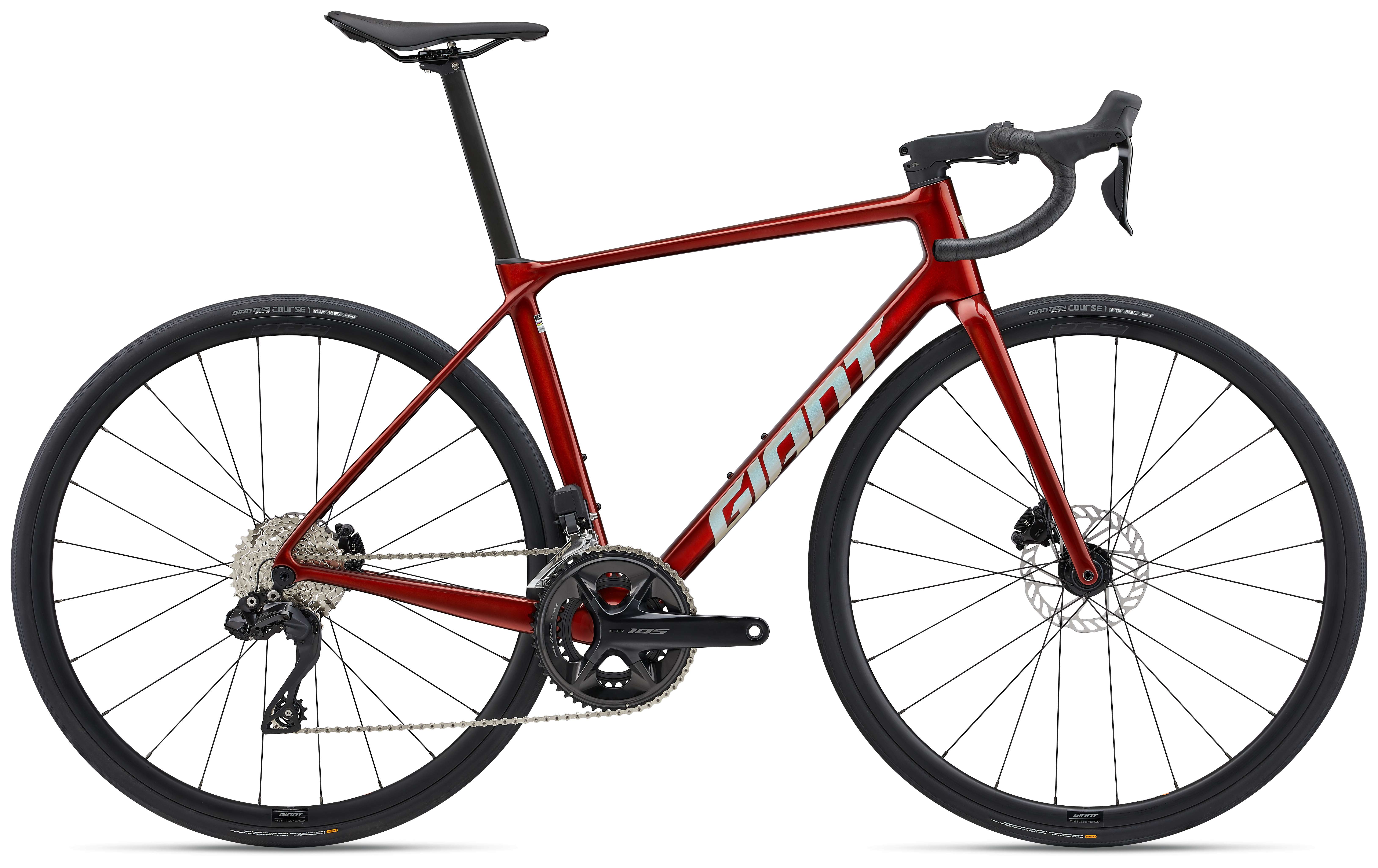 捷安特全新十代TCR ADV 1-KOM碳纤维24速油碟电变轻量竞技弯把公路车 火星红