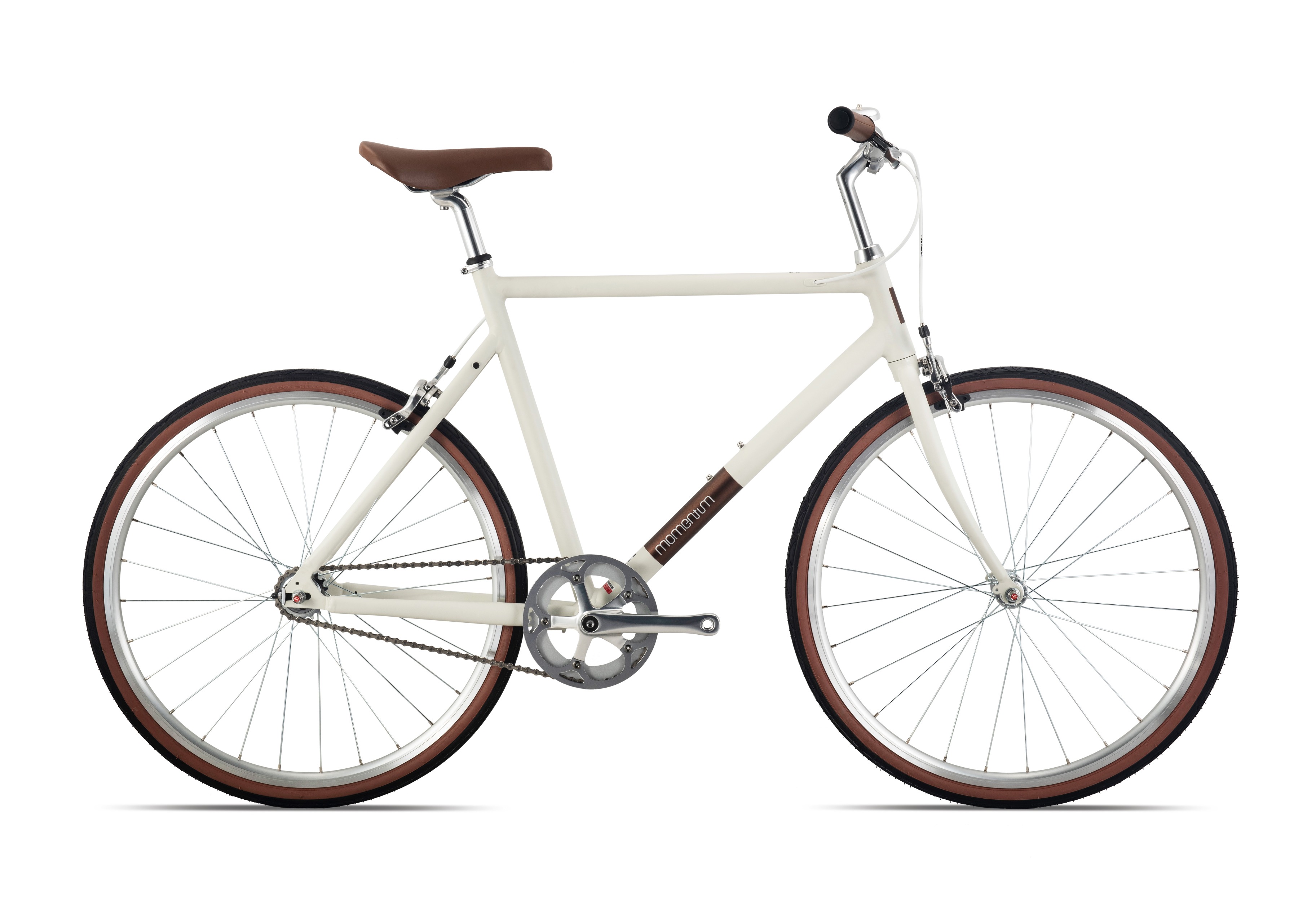 莫曼顿（momentum）iRide CX单速休闲通勤男经典复古铝合金自行车 全消光雪山白