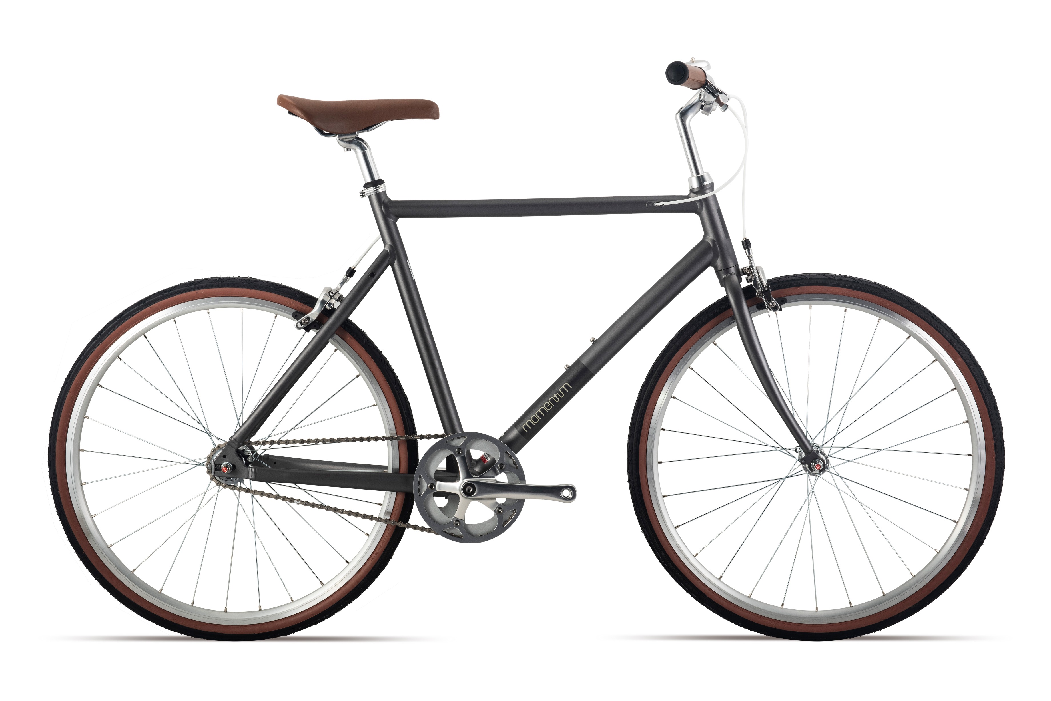 莫曼顿（momentum）iRide CX单速休闲通勤男经典复古铝合金自行车 全消光晨甦棕