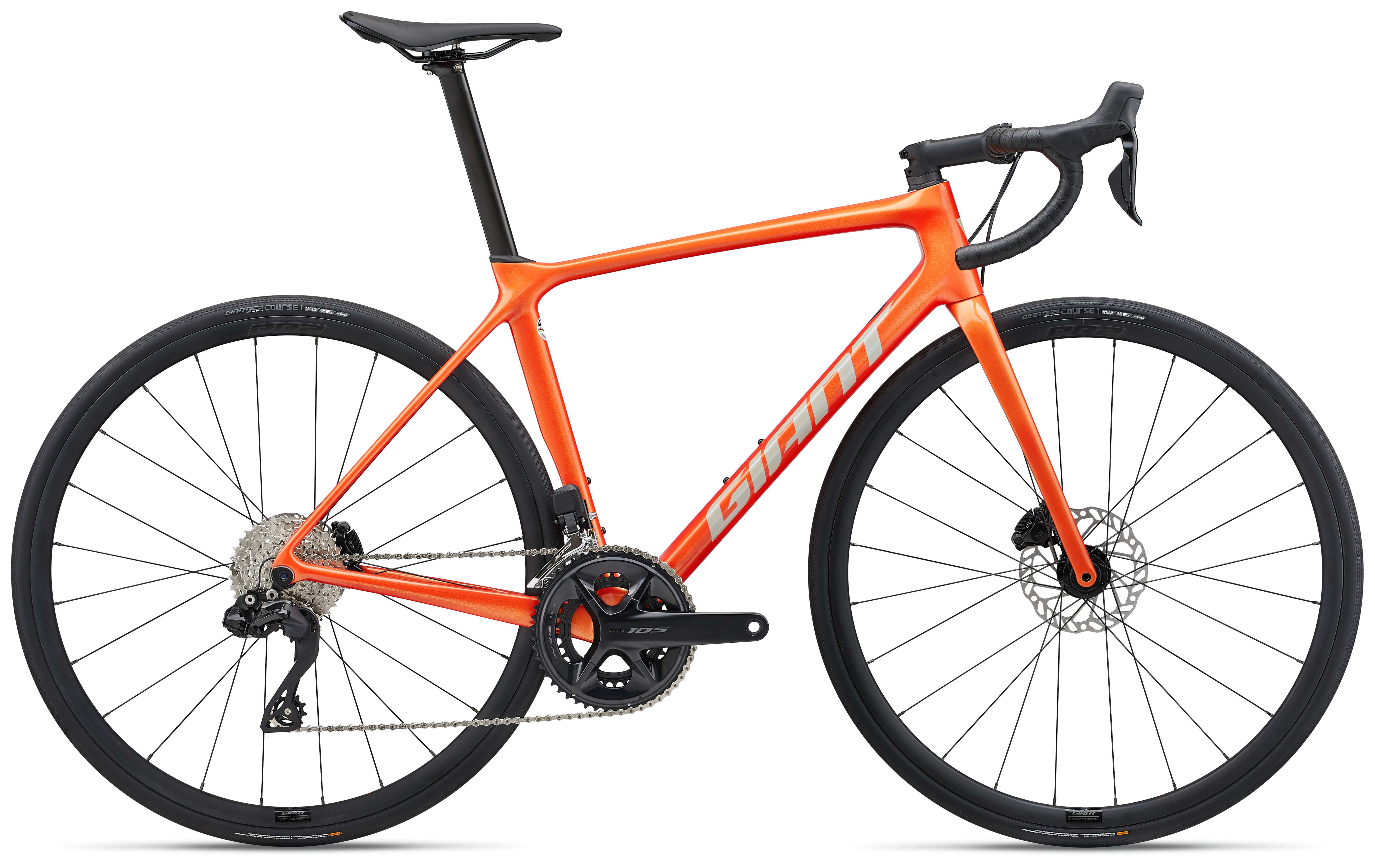 GIANT捷安特TCR ADV Disc 1-KOM油压碟刹24速电子变速公路自行车 亮橙色