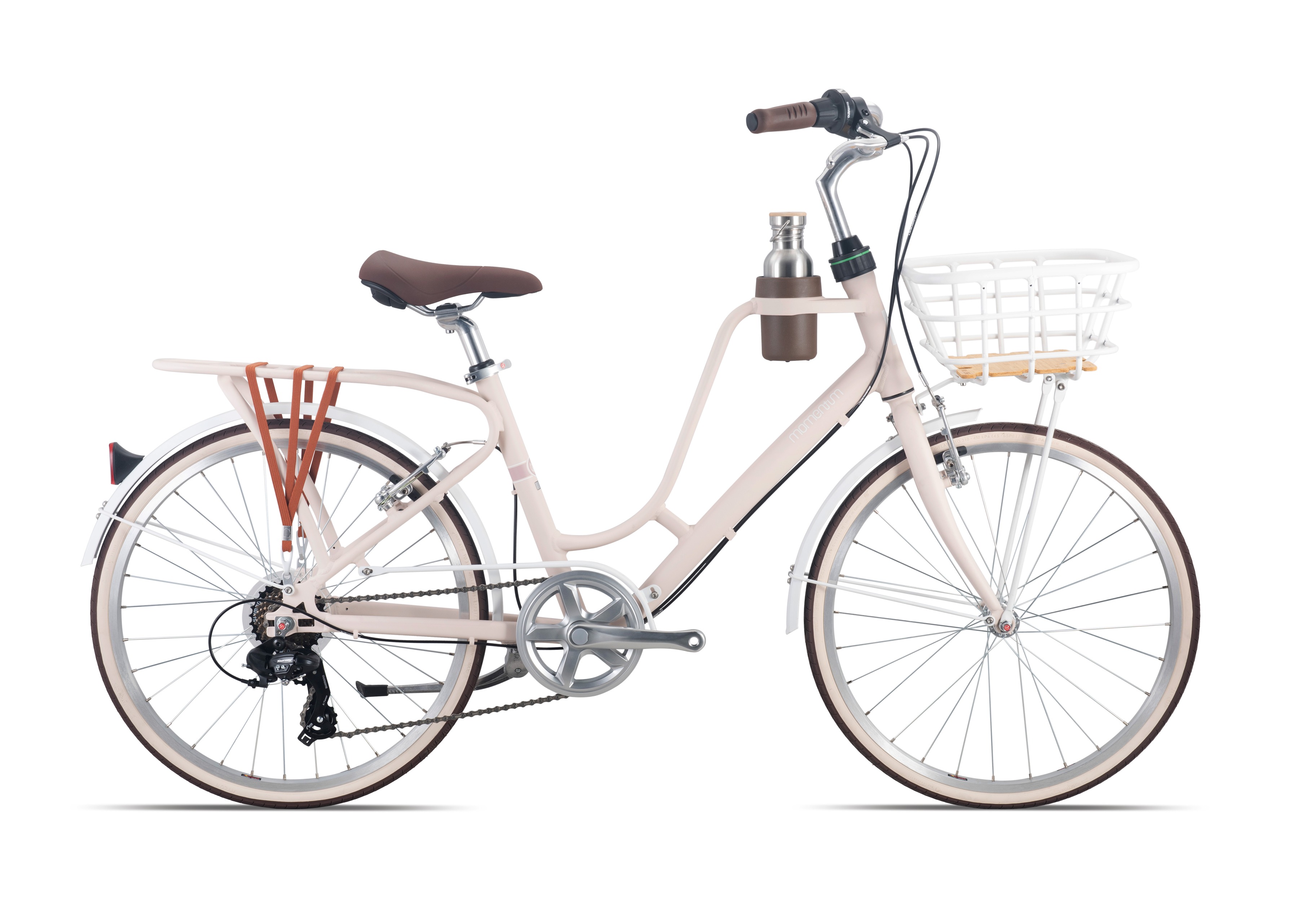 莫曼顿（momentum）iNeed Latte 24拿铁7速休闲通勤女复古运动咖啡铝合金自行车 全消光灰粉